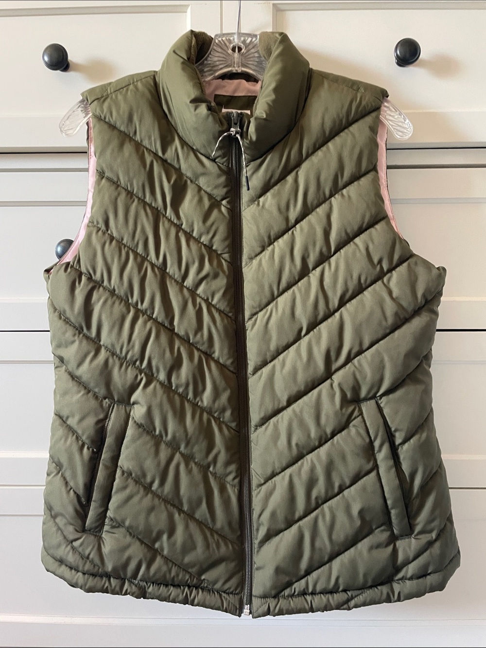 Gap Women's Warmest Quilted Puffer Vest Army Jacket Green - Size Large